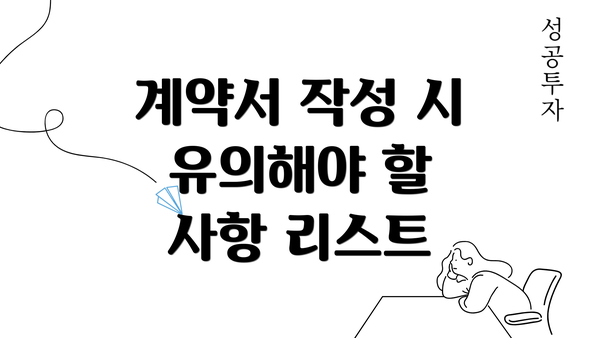 계약서 작성 시 유의해야 할 사항 리스트